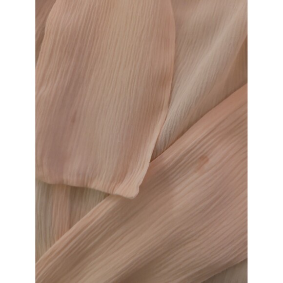 St. John Beige Silk Sheer Blouse Sz 6 Office Career Business Casual - Picture 6 of 8